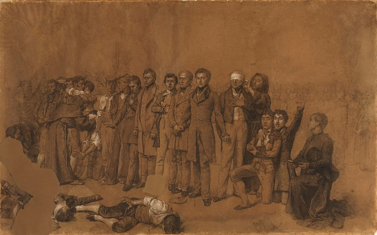 L'esecuzione di Torrijos e dei suoi compagni sulla spiaggia di Malaga - bozzetto, Museo del Prado, Madrid